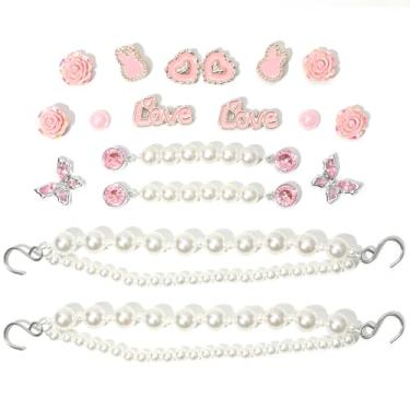 Imagem de CIKKITZ Corrente de sapato brilhante para mulheres, 15 peças de pingentes de acessórios de pérola para meninas, pingentes de decoração de sapatos DIY para lembrancinhas de festa, presente ideal,