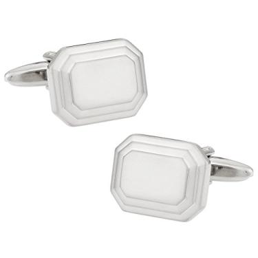 Imagem de Abotoaduras de prata graváveis clássicas Cuff-Daddy para festas de casamento com caixa de apresentação