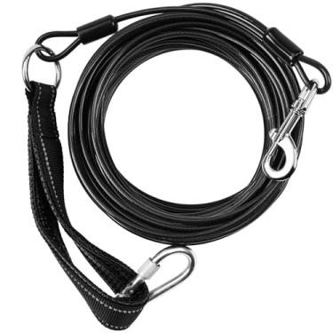 Imagem de Coleira longa à prova de mastigação, cabo de amarração para cães resistente de 30/20/30/15 m com mosquetão, guia para quintal para cães médios e grandes, trelas longas para cães com alça acolchoada