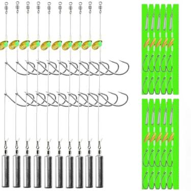 Imagem de DAMIDEL Kit de 10 Unidades de Equipamento Drop Shot Ready com 2 Anzóis Wacky de Pesca, Chumbada Fina Sem Engate(1/2 Oz, 3/8 Oz, 1/4 Oz. 1/5 Oz.), Lâminas Giratórias, Cilindro de Equipamento de Pesca D
