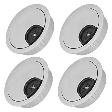 Imagem de Conjunto de 4 Ilhós de Cabos Redondos de Liga de Zinco para Mesas de Escritório - Tampas de Passagem de Fio de Metal, Compatíveis Com Soluções de Gerenciamento de Cabos de Liga