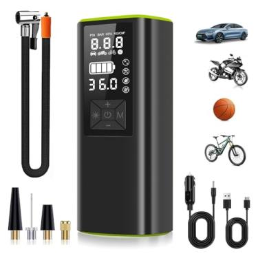 Imagem de Compressor de ar portátil para insuflador de pneu, bomba de ar para pneus de carro com medidor de pressão digital duplo de 150PSI, lanterna LED de emergência, inflador portátil de pneu para carro,
