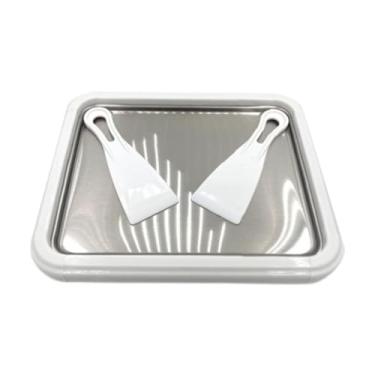 Imagem de Ioensy Máquina de sorvete pan sorvete placa fria verão com 2 raspadores, bandeja instantânea multifuncional do fabricante de iogurte placa fria, Branco