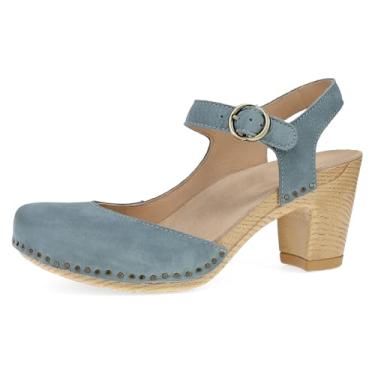 Imagem de Dansko Sandália feminina assimétrica com bico fechado Taytum – Couro de qualidade tratado com Scotchgard para resistência a manchas – Palmilha acolchoada e contornada para conforto o dia todo, Jeans,