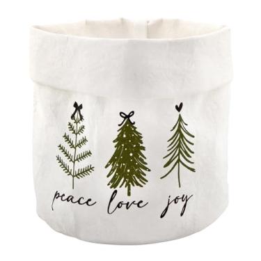 Imagem de Santa Barbara Design Studio Porta-papel lavável para férias, caixa de armazenamento decorativa, pequena 11,4 cm L x 11,4 cm A, paz amor alegria