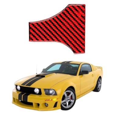 Imagem de IKUESM compatível com acessórios Ford Mustang 2005-2009 GT S197 Interruptor do farol do carro interior em fibra de carbono Adesivo de acabamento do volante esquerdo direito((RED) B)