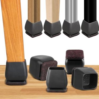 Imagem de GAGUIUP Protetores de Piso de Perna de Cadeira de Silicone Quadrado de 16 Peças para Pisos de Madeira, Capas de Feltro para Móveis, Capas para Pernas de Cadeira de Mesa, Grandes Co (L (Ajuste 1,1"-1,4
