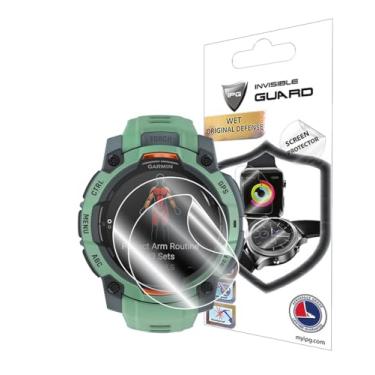 Imagem de IPG Protetor de tela de hidrogel para smartwatch GARMIN Instinct 3 – 45 mm (2 unidades) Película transparente HD invisível antiarranhões - suave/autorreparação/sem bolhas para Inst3–45 mm