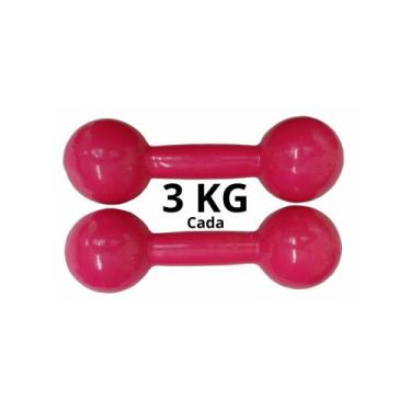 Imagem de Par De Halteres Emborrachado 3 Kg Fitness Musculação - Exercise Sports