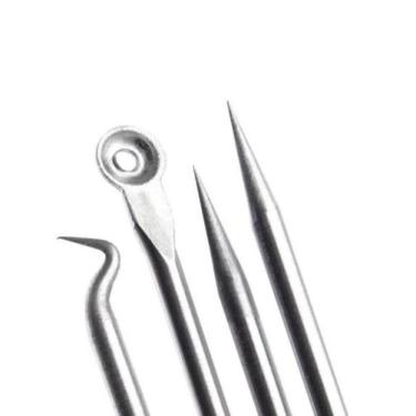 Imagem de Extrator para cravos e espinhas de inox com 4 peças 11,5cm - RC BRASIL