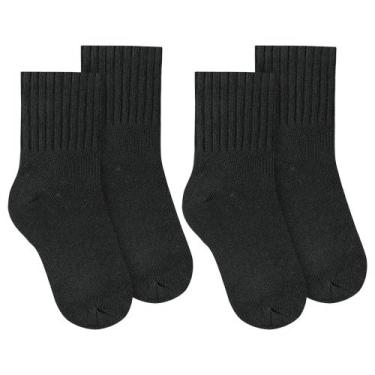 Imagem de Kit 2 Pares de Meias Selene Básica Cano Médio Infantil, Preto, 21-24