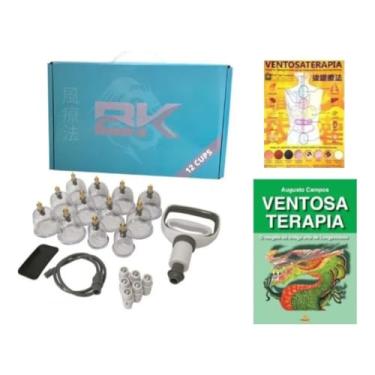 Imagem de Kit Ventosa Bk Com 12 Copos + Mapa+ Livro Ventosaterapia