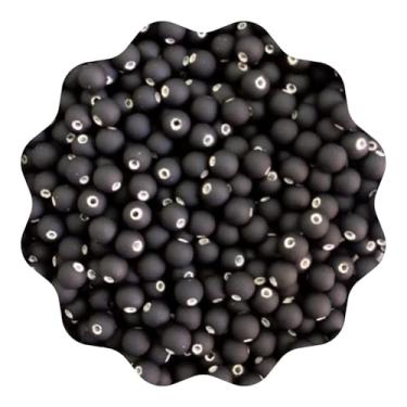 Imagem de 300 Miçangas Emborrachada 6mm Pérola Missanga Bijuteria Artesanato (Preto)