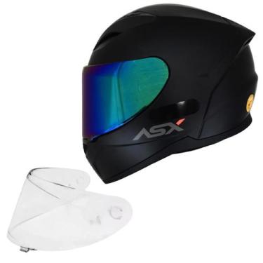 Imagem de Capacete Masculino Feminino Asx City Preto Viseira Camaleão, Preto Fos