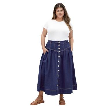 Imagem de City Chic Saia feminina plus size Ari, jeans escuro