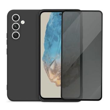 Imagem de Capa Aveludada e Película de Privacidade 3D Compatível Samsung Galaxy M35 Capinha Preta Premium e Película Anti-Espião