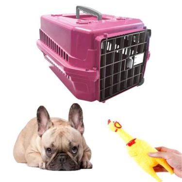 Imagem de Mordedor Galinha Interativo + Caixa Transporte Pet N2 Rosa - MecPet