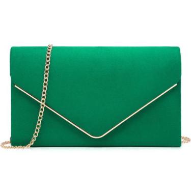 Imagem de Veludo verde escuro feminino Evening Clutch Dasein com ferragens doura