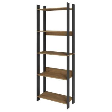 Imagem de Estante para Livros 5 Prateleiras Estilo Industrial Lâmina Mel/Preto -
