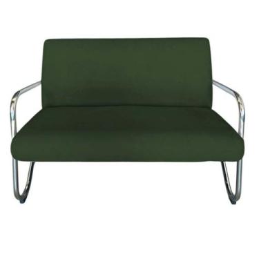 Imagem de Namoradeira Decorativa Bela Suede Verde Braço Cromado - Mansão Decor
