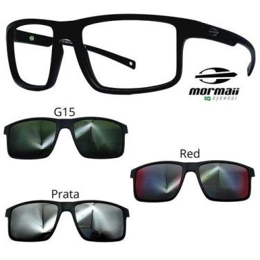 Imagem de Oculos Mormaii Swap 5 6127 A14 Preto Fosco Com 3 Clipons, G15, Prata, 
