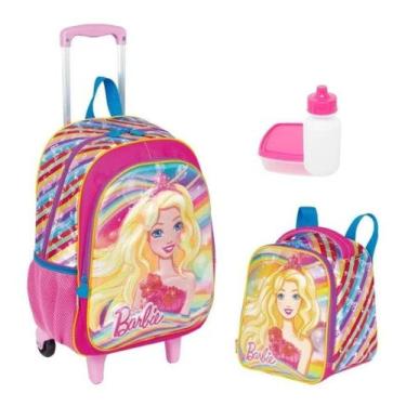 Imagem de Mochila Barbie Princesa Rodinhas 19x Paete Lancheira Sestini