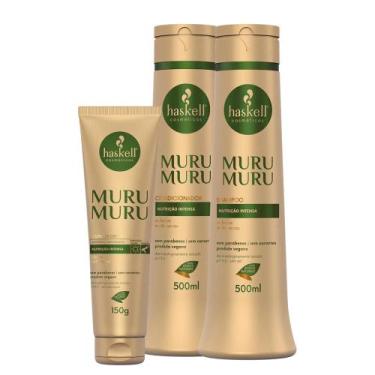 Imagem de Kit Haskell Murumuru Shampoo e Condicionador 500ml + Polpa em Creme 15