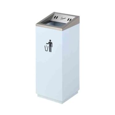 Imagem de Coluna de cinzas Preto/branco Hotel Lixeiras Lobby Vertical Aço Inoxidável Cinzeiros Corredor Corredor Hotel Clube Hall Ao Ar Livre Coluna de cinzas de chão(Branco)