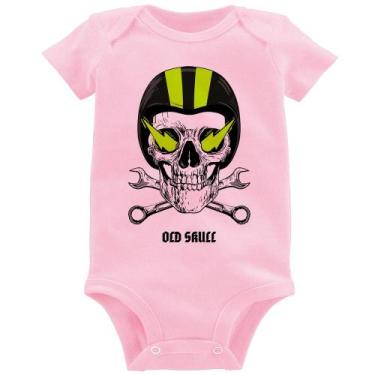 Imagem de Body Bebê Old Skull Motorcycle - Foca na Moda, Rosa bebê, G