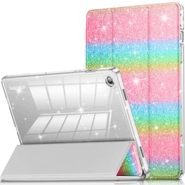Imagem de INFILAND Capa para Galaxy Tab A9 Plus 5G, capa de couro com glitter com parte traseira transparente brilhante para Samsung Galaxy Tab A9+/A9 Plus modelo 2023 de 11 polegadas (SM-X210/X216/X218)