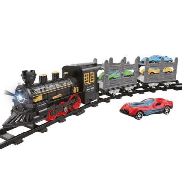 Imagem de Pista de Trem Locomotiva c/ 4 Carrinhos - DM Toys