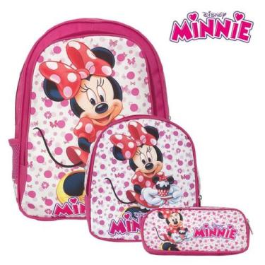 Imagem de Kit Mochila Escolar Menina Minnie Mouse Costas Lancheira - Toys 2U