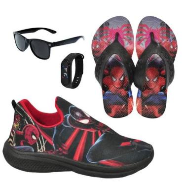 Imagem de Tênis Infantil Masculino Calce Fácil Escolar Menino Personagem +Chinel