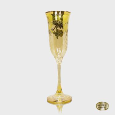 Imagem de Taça Champagne Cristal Italiano Âmbar Guirlandas em Ouro