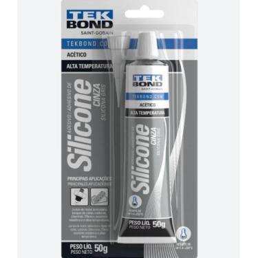 Imagem de Silicone Acetico Multiuso Cinza Alta Tempetura 50G  Bisnaga  Tekbond