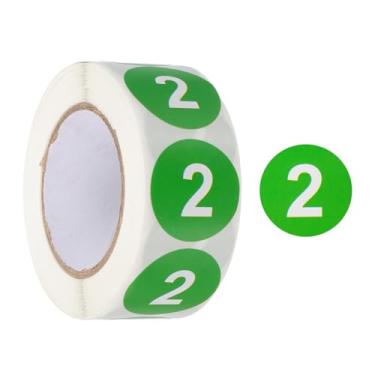 Imagem de PATIKIL Número 2 adesivos circulares, etiqueta numérica autoadesiva com código de cor redonda de 2,5 cm para organização doméstica e gerenciamento de escritório, verde com texto branco