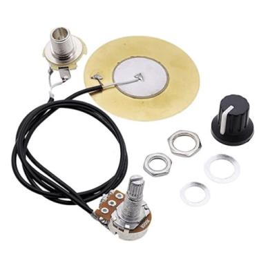 Imagem de Kit de fiação captador 50 mm captadores transdutores sensíveis amplificador pré-cabeado com conector de saída de 6,35 mm para violão, bandolim, caixa de charutos, violino, ukulele, banjo