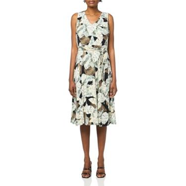 Imagem de Kasper Vestido feminino Rhonda VNK Fit & Flare, Preto/Sea Glass Mlt, 50