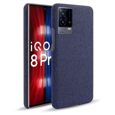 Imagem de Capa para vivo iQOO 8 PRO,Capa desenhada em lona,Case Protetora Ultrafina com Empunhadura Macia,Design em Tecido Antichoque e Antiarranhões-Blue