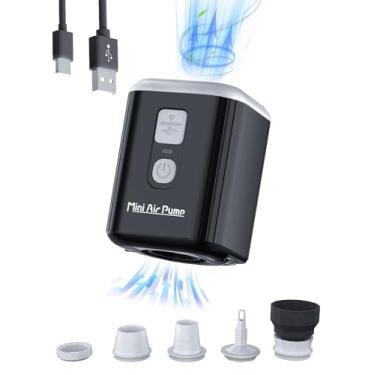 Imagem de Puligoth Bomba De Ar Portátil Para Infláveis: Mini Bomba De Ar Com Bateria De 1600 Mah E Luz De Acampamento - Bomba Elétrica Recarregável Para Sacos De Armazenamento A Vácuo, Colchão De Ar, Boia De