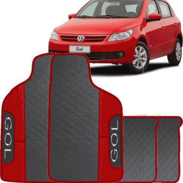 Imagem de Lindo jogo tapete 4 peças carro automotivo  na cor vermelho volkswagen