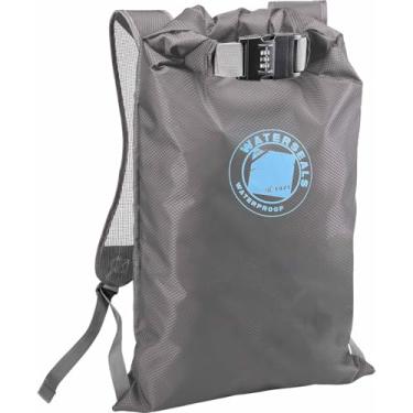 Imagem de Mochila de bloqueio WaterSeals + bolsa à prova d'água para homens e mulheres com material Ripstop e combinação antifurto para proteger carteira, iPhone ou objetos de valor na praia, piscina, esqui ou acampamento, cinza