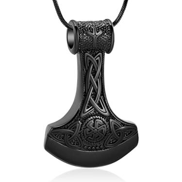 Imagem de Minicremation Joias de cremação para cinzas machado urna colar para mulheres e homens viking machado martelo lembrança memorial urna colar com pingente, Aço inoxidável, Sem Pedra Preciosa