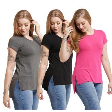 Imagem de Kit 03 Camisetas Feminina Viscolycra Mullet Tampa Bumbum - Konoa, Graf