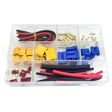 Imagem de 70Pcs XT60 / XT90 /EC3 / EC5/T-Plug Deans Male&Female Connector Adapters 14AWG Silicone Wire+Shrink Tubings for RC Battery Charger ESC Motor Accessories
