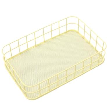 Imagem de Cesta de arame, cesta de armazenamento de metal de 24 x 16 x 7 cm com design de transporte vazado, organizadores de despensa integrados para cozinha, lavanderia, garagem, geladeira, banheiro