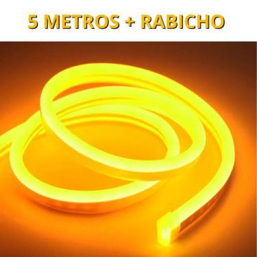 Imagem de KIT 1 a 10 Metros Mangueira Fita LED Neon Flex Ambar + Rabicho - LED F