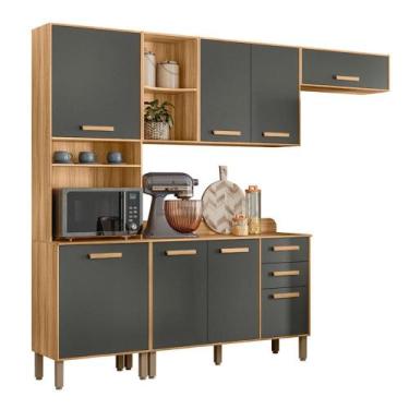 Imagem de Cozinha Compacta com Balcão Maria Flor 8 Portas e 2 Gavetas - Loja Doc