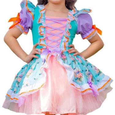 Imagem de Vestido Infantil Festa Junina Super Luxo Roupa Caipira pra Menina Flor