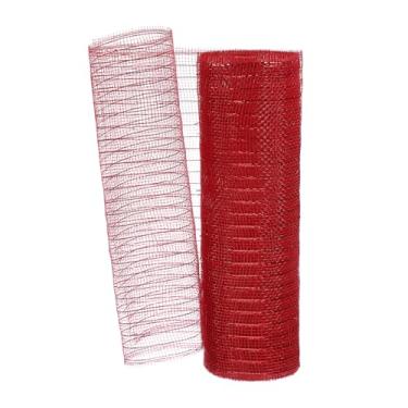 Imagem de PATIKIL Fita de malha decorativa, 25,4 cm x 25,5 m, rolo de fita metálica para decoração de guirlanda de árvore de Natal, vermelha